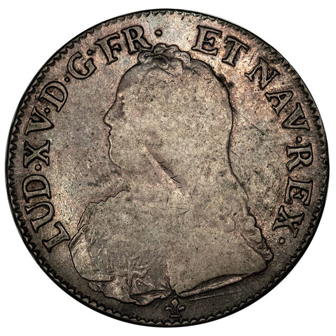 1734-K Bordeaux, France Louis XV Silver Ecu Gad-321 - Fine