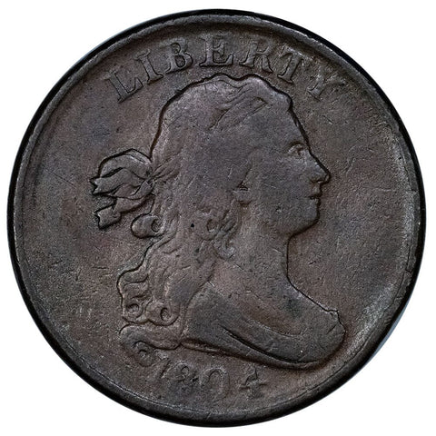 1804 Draped Bust Half Cent, P4/ No Stems - Good+