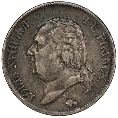 1819-A France Louis XVIII Silver 5 Francs KM.711.1 - Very Fine