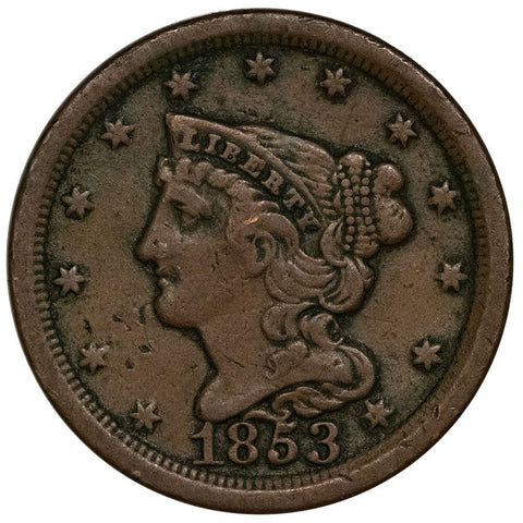 1853 Braided Hair Half Cent - Very Fine