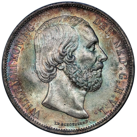 1867-Sword Netherlands Silver 2 1/2 Gulden KM.82 - Very Choice About Uncirculated