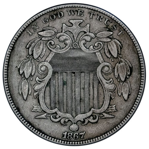 1867 No Rays Shield Nickel - Very Fine+