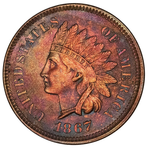 1867 Indian Head Cent - Uncirculated Brown Details
