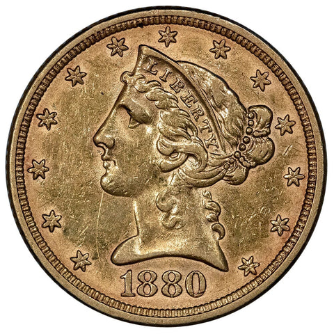 1880 $5 Liberty Head Gold Coin - Extremely Fine