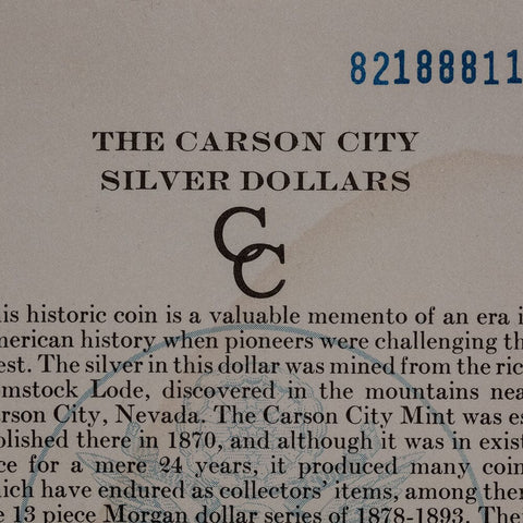 1882-CC Morgan Dollar - Carson City GSA - Brilliant Uncirculated w/ Box & CoA