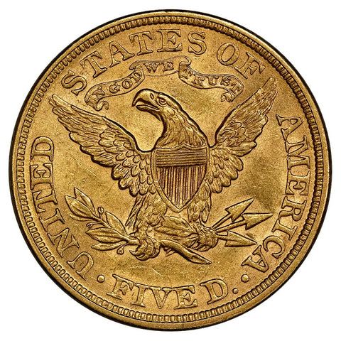 1893 $5 Liberty Head Gold - Choice About Uncirculated