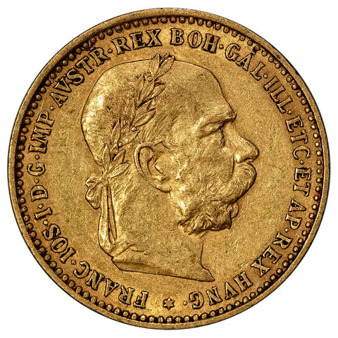 1896 Austria Gold 10 Corona KM. 2805 - Extremely Fine