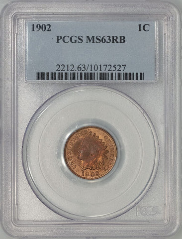 1902 Indian Head Cent - PCGS MS 63 RB - Choice Uncirculated Red & Brown