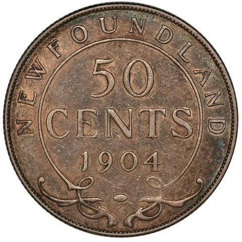 1904-H Newfoundland Silver 50 Cents KM.11 - Very Fine