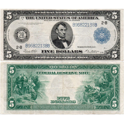 1914 $5 Federal Reserve Bank of New York Note Fr. 851 - Very Fine