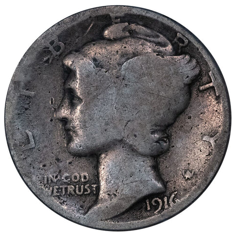 1916-D Mercury Dime - The Key To The Series - PCGS AG 3