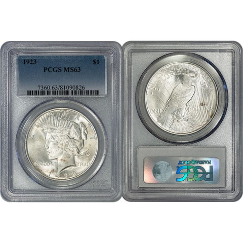 1923 Peace Dollar in PCGS MS 63 - Choice Brilliant Uncirculated