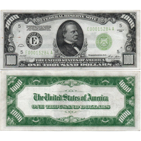 1928 $1000 Federal Reserve Note Richmond District (E) Fr. 2210-E - About Uncirculated
