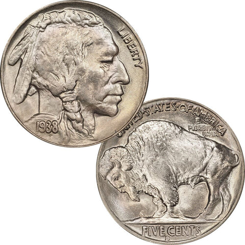 1938-D Buffalo Nickels - PQ Brilliant Uncirculated