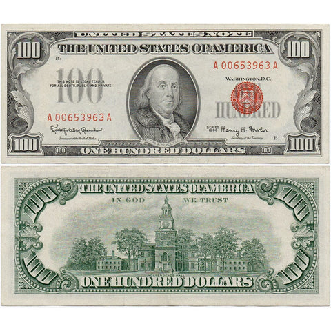 1966 $100 Red Seal Legal Tender Note Fr. 1550 - Choice Very Fine+