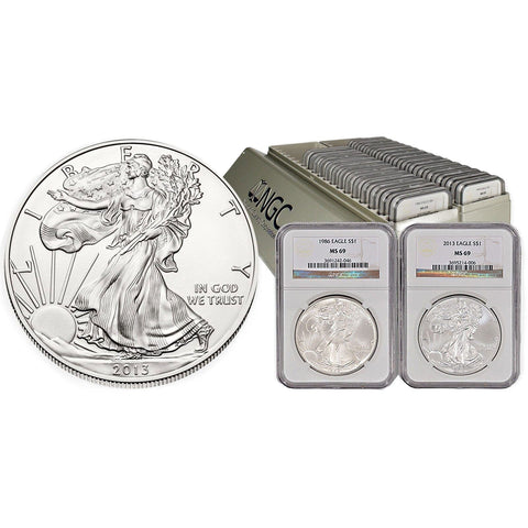 1986 to 2019 American Silver Eagles - NGC MS 69 - 40-Coin Set