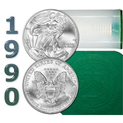 1990 American Silver Eagle Mint Roll of 20 - Crisp Original Roll