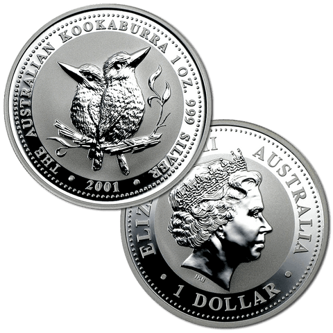 2001 Australia $1 Silver 1 oz. Kookaburra KM.479 - Gem Uncirculated in Littleton Holder