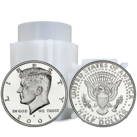 Roll of 20 Proof 2001-S 90% Silver Kennedy Halves - Gem Proof Direct From Proof Sets
