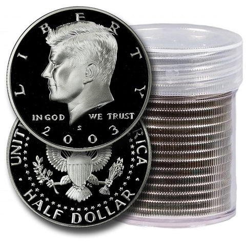 Roll of 20 Proof 2003-S 90% Silver Kennedy Halves - Gem Proof Direct From Proof Sets