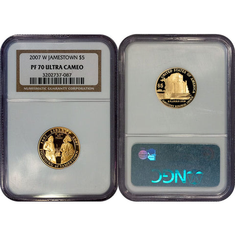 2007-W Proof 400th Anniversary Jamestown $5 Gold - NGC PF 70 Ultra Cameo