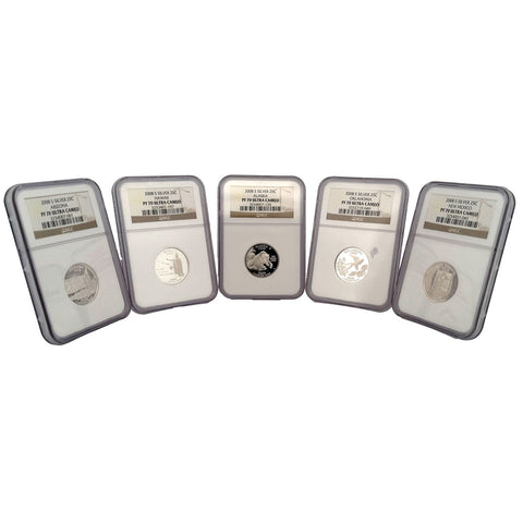 5-Coin 2008-S Silver Proof Quarter Set - NGC PF 70 UCAM