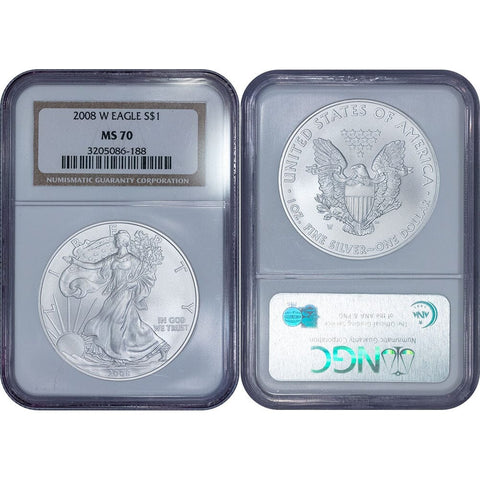 2008-W Burnished American Silver Eagles - NGC MS 70