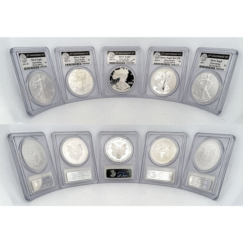 2011 25th Anniversary 5-coin American Silver Eagle Set - All PCGS 70