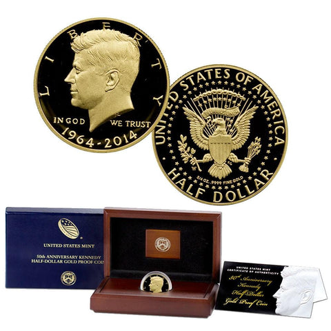 2014 50th Anniversary Gold Kennedy Half Dollar - Gem Proof in OGP w/ COA