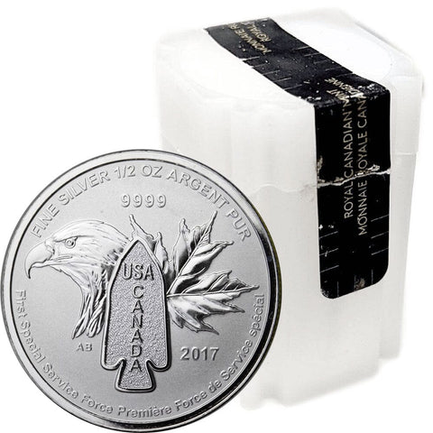 20 Coin Rolls of 2017 Canada $2 Devil's Brigade .9999 1/2 Silver Coins