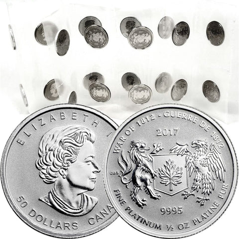 2017 Canada $50 War of 1812 1/2 oz .9995 Platinum Coins - Gem Uncirculated in OGP