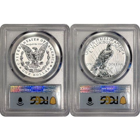 2023-S Morgan & Peace .999 Silver Dollars Reverse Proof Set - PCGS PR 70 FDOI