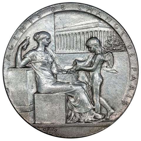 1898 France, 350th Anniversary of La Bourse de Paris, Silver Medal 37mm - AU