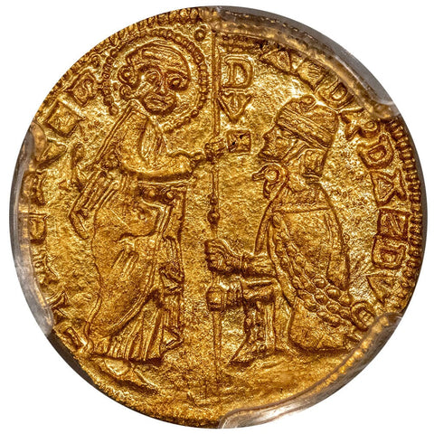 (1346-1364) Crusader States, Achaia Roberto d'Angio Gold Zecchino - PCGS MS 62
