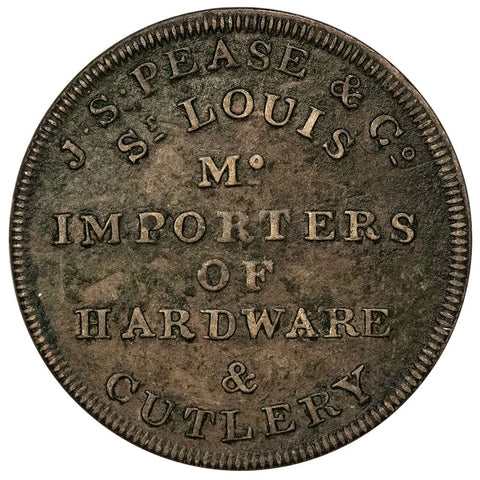 (1844) Pease/Irving NYC/St. Louis Hard Times Token HT-A282 R8 - Very Fine