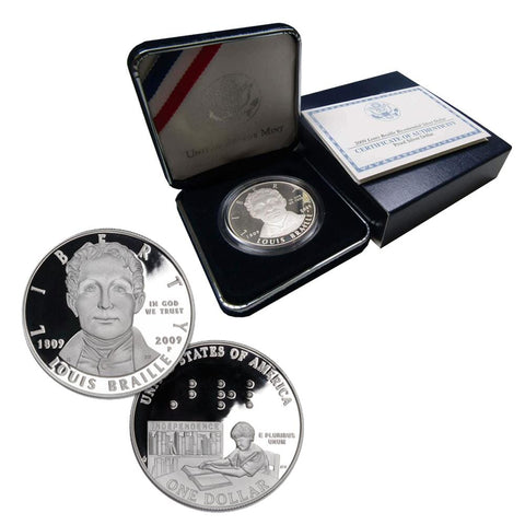2009-P  Proof Louis Braille Commemorative Silver Dollar w/ OGP & COA