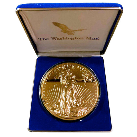 2004 Washington Mint 8 oz .999 Silver "Eagle" Round Layered in 24k Gold - Gem Proof in Box