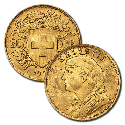 1935 Swiss Helvetia Gold 20 Francs - PQ Brilliant Uncirculated