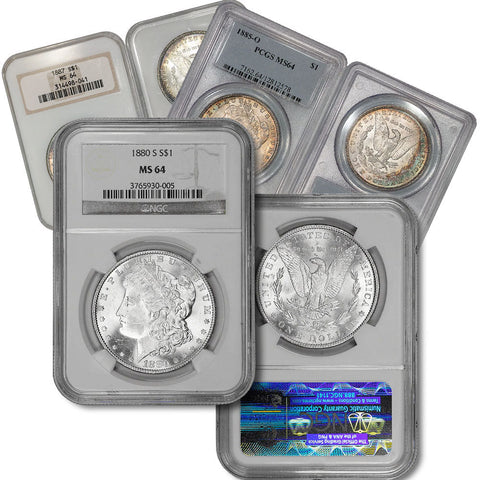 Ten Different Pre-1921 Morgan Dollars in PCGS & NGC 64 - Save $211!