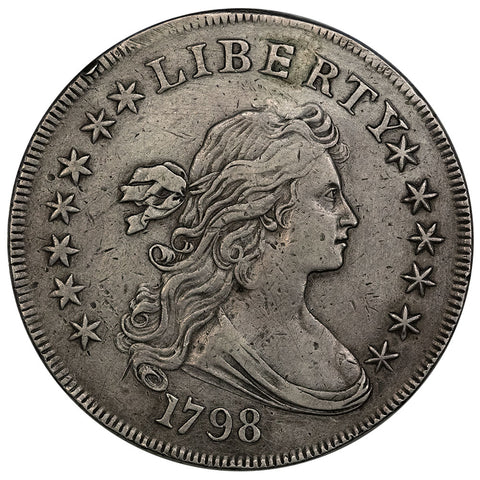 1798 Pointed 9 Draped Bust Dollar B-8, BB-125 (R1) - XF Details
