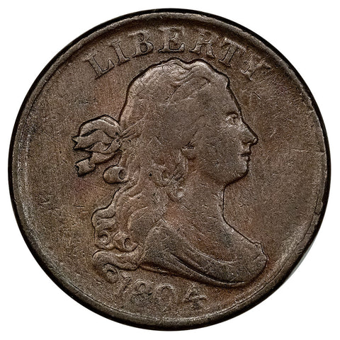 1804 Draped Bust Half Cent, P4/ No Stems - Fine