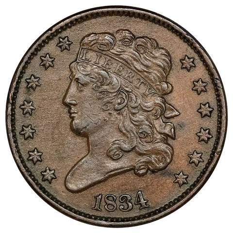1834 Classic Head Half Cent - About Uncirculated