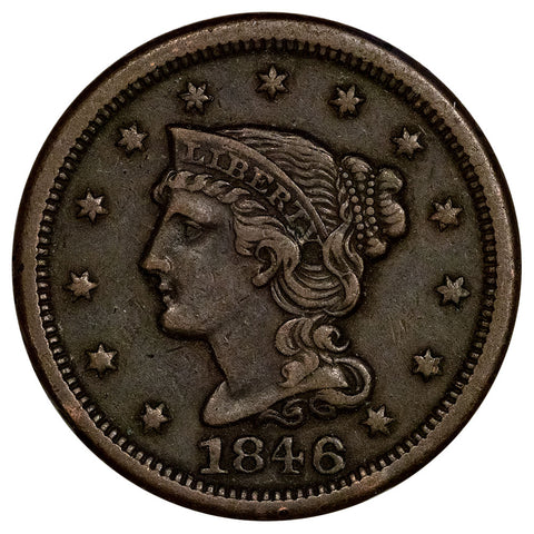 1846 Sm. Date Braided Hair Large Cent - Very Fine