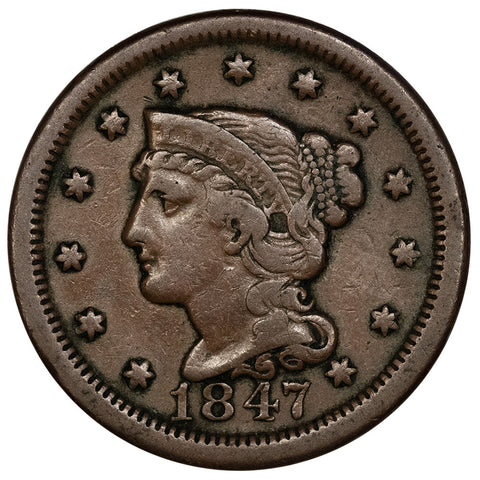 1847 Braided Hair Large Cent - Fine/Very Fine