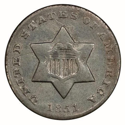 1851-O Three Cent Silver (Trime) - Fine