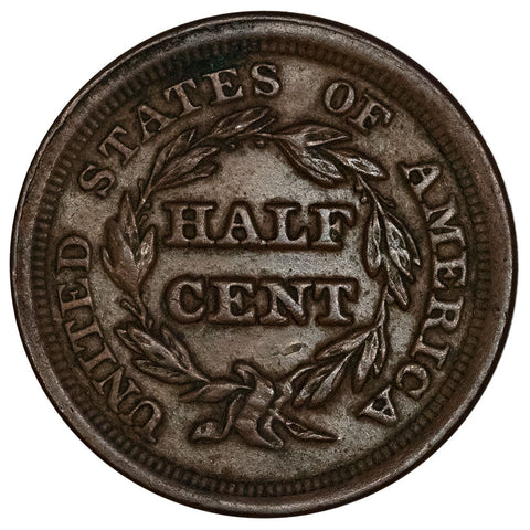 1853 Braided Hair Half Cent - About Uncirculated