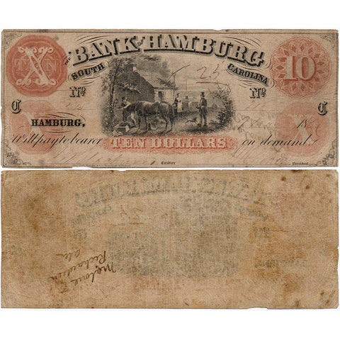 1854 Bank of Hamburg South Carolina $10 - Fine