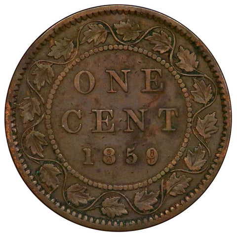 1859 Narrow 9 TP 1 Canadian Large Cent - Fine Details