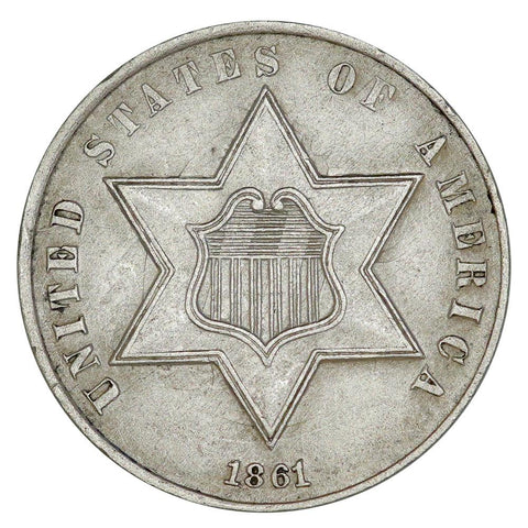 1860 Type-3 Three Cent Silver (Trime) - Choice About Uncirculated