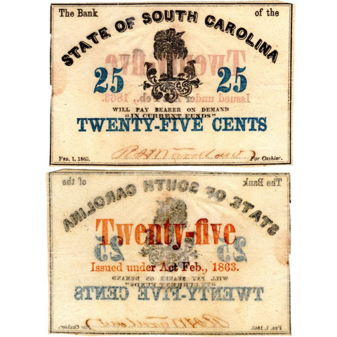 1863 25c The Bank of the State of South Carolina SC45-G104e - About Uncirculated